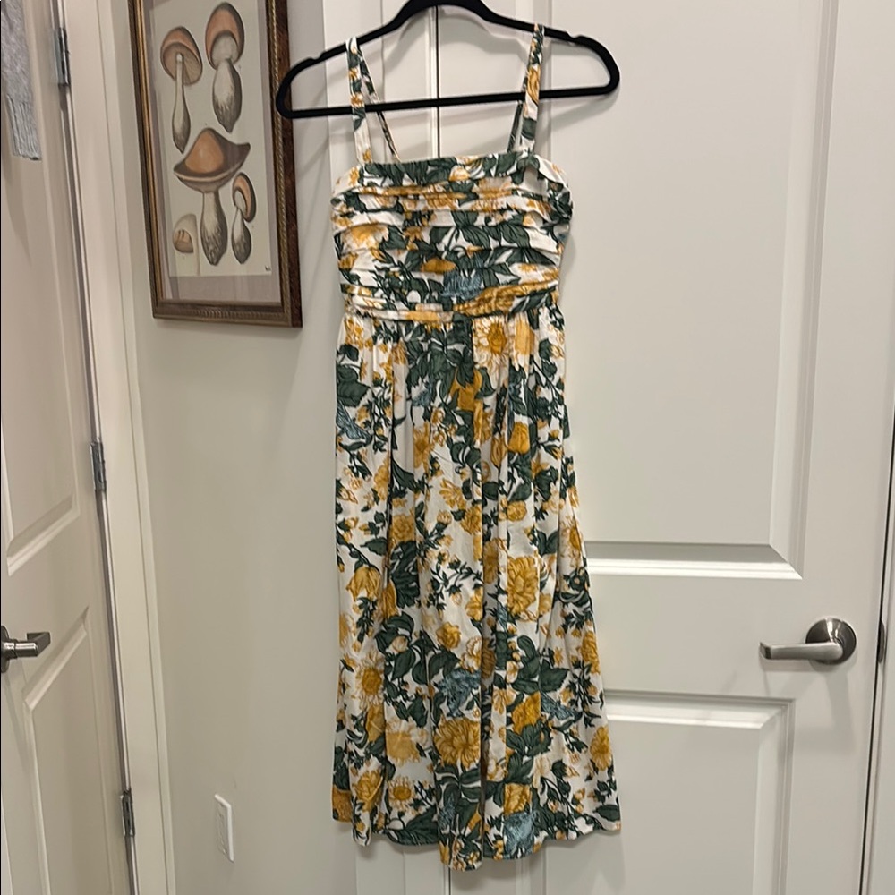 Abercrombie & fitch Floral Emerson poplin Sundress midi Yellow & Green Accents - Picture 2 of 7
